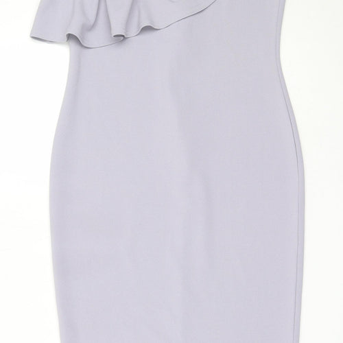 Missguided Womens Purple  Polyester Bodycon  Size 12  One Shoulder