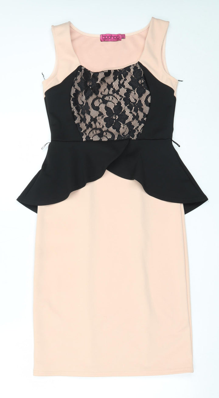 Boohoo Womens Pink Polyester Shift Size 12 Square Neck