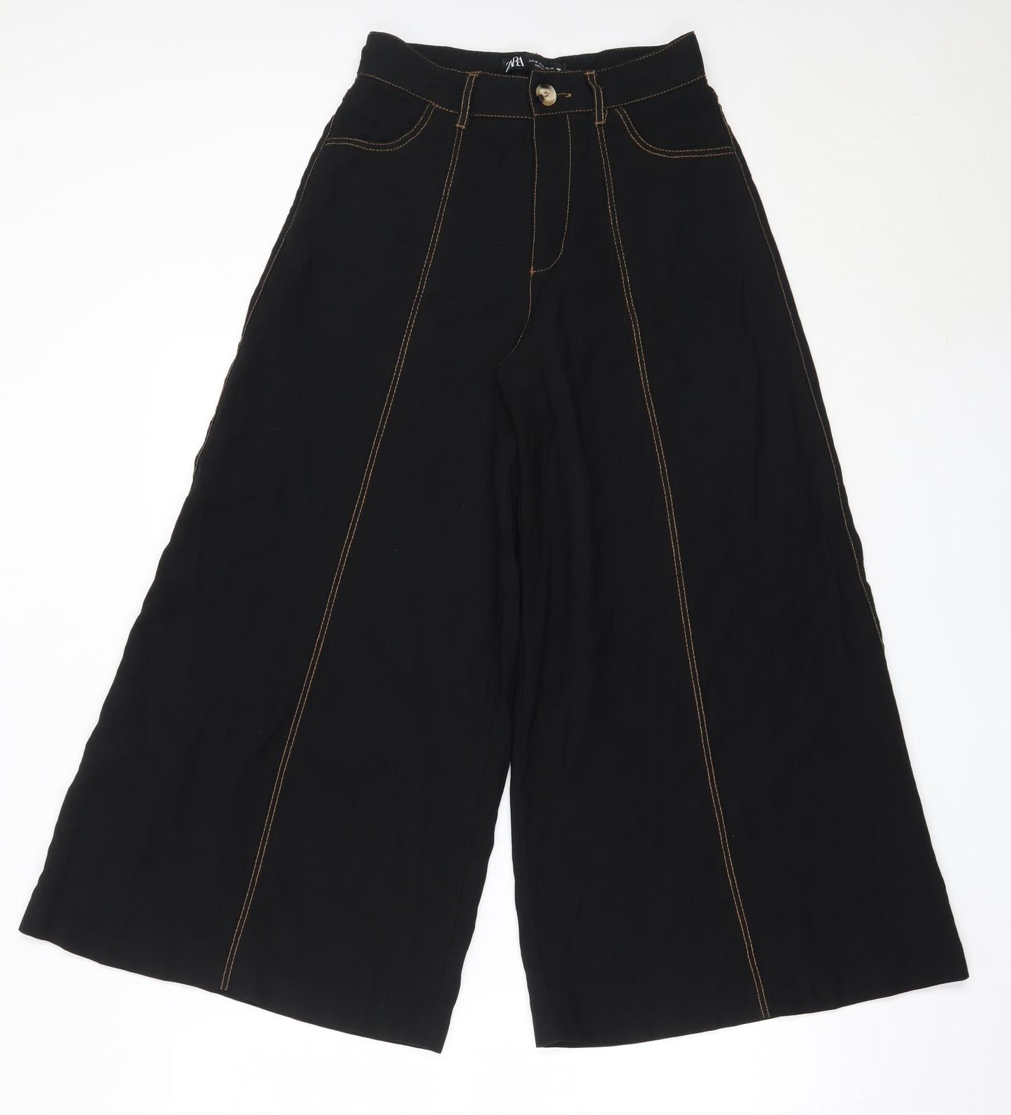 Zara Womens Black  Cotton Trousers  Size XS L24 in Regular