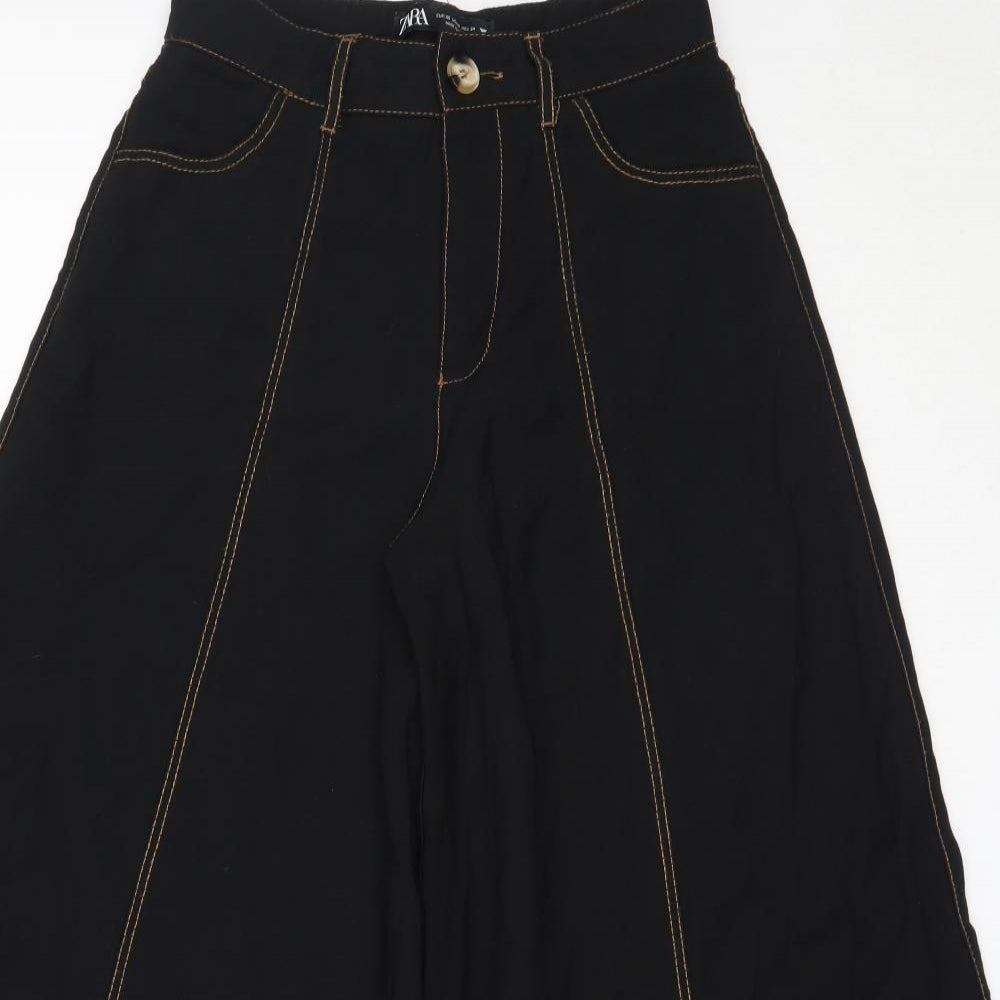 Zara Womens Black  Cotton Trousers  Size XS L24 in Regular