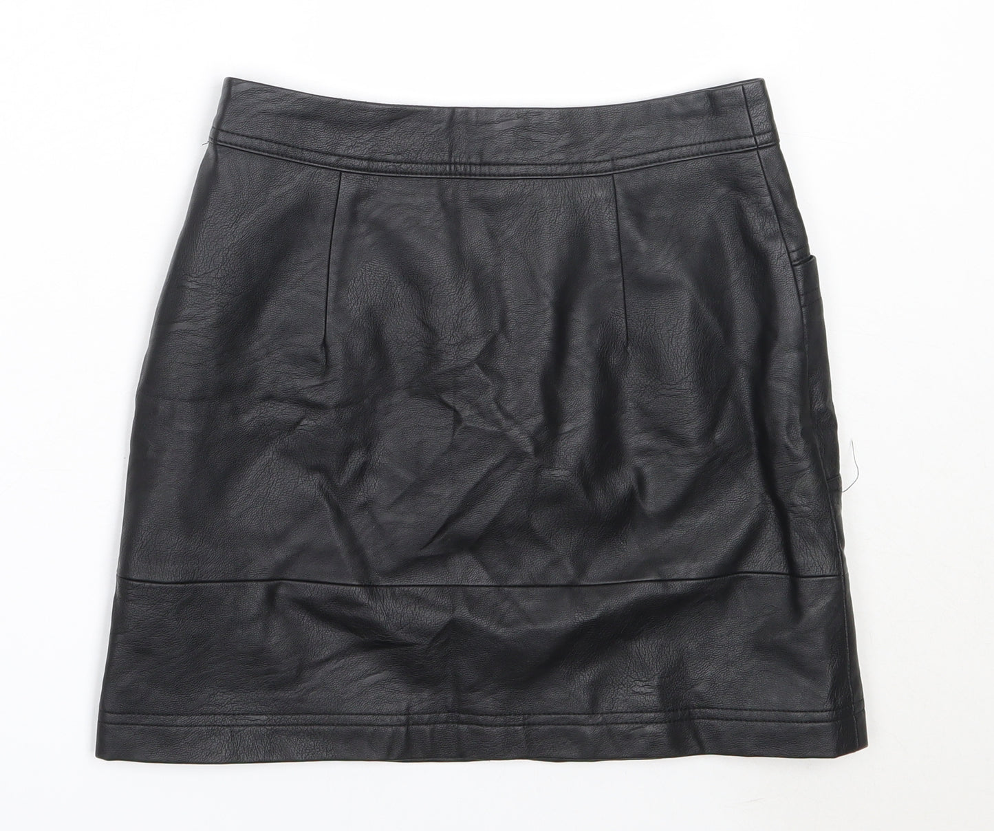 Topshop Womens Black  Polyurethane Mini Skirt Size 4