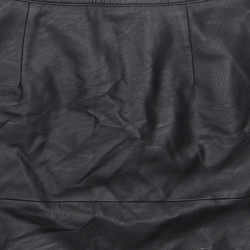 Topshop Womens Black  Polyurethane Mini Skirt Size 4
