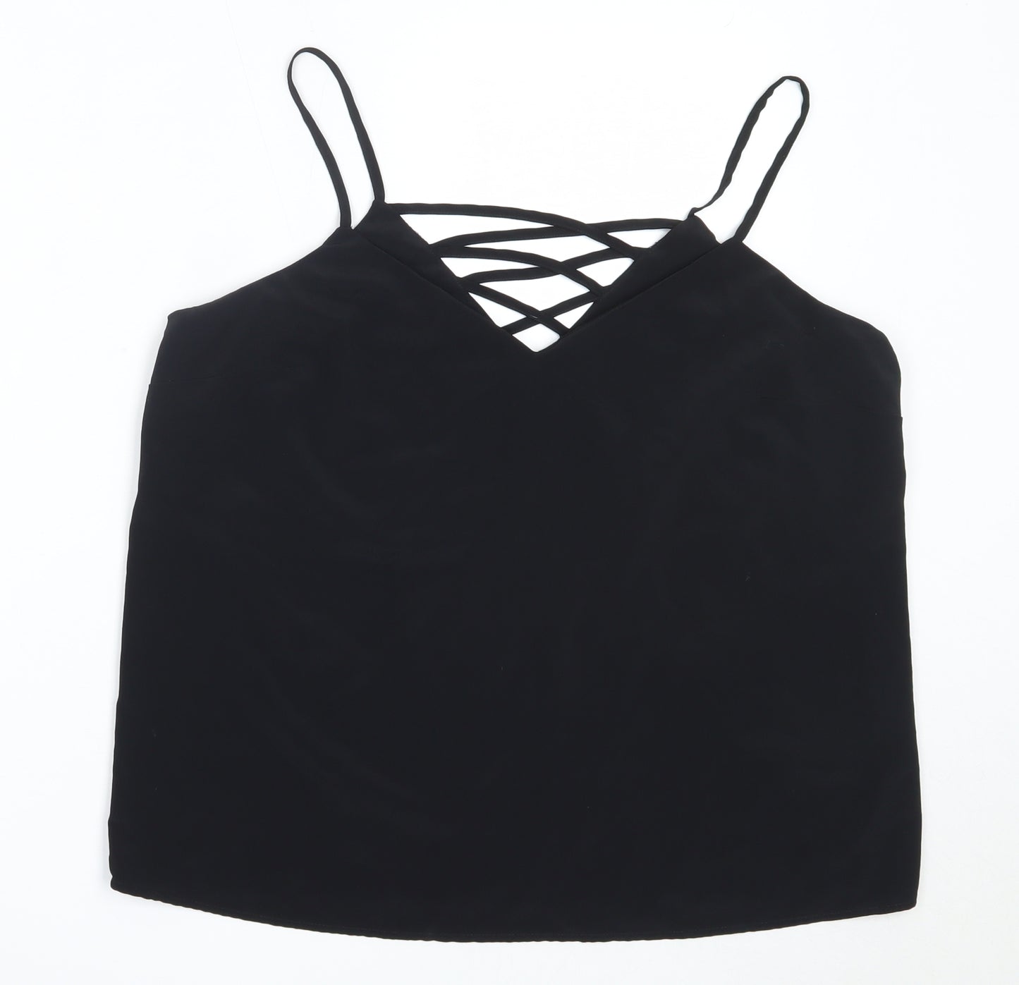 New Look Womens Black  Polyester Camisole Blouse Size 14 V-Neck