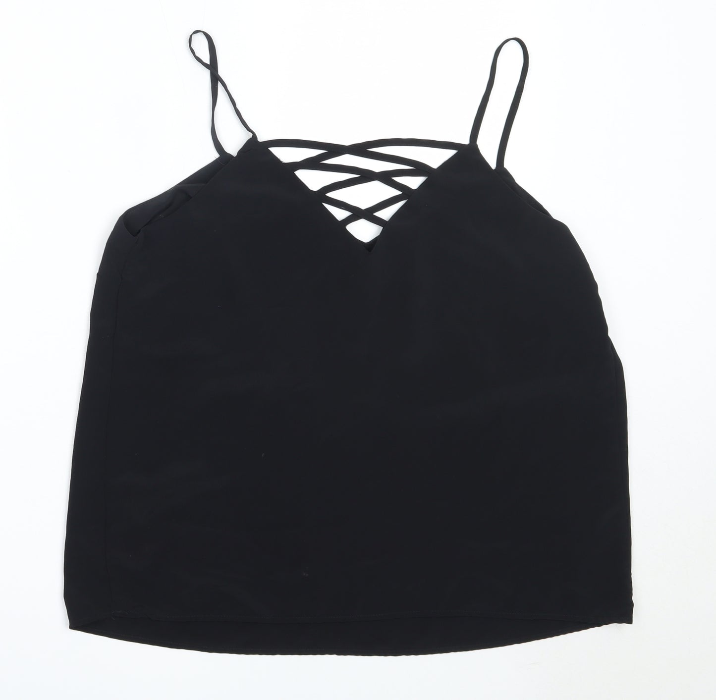 New Look Womens Black  Polyester Camisole Blouse Size 14 V-Neck