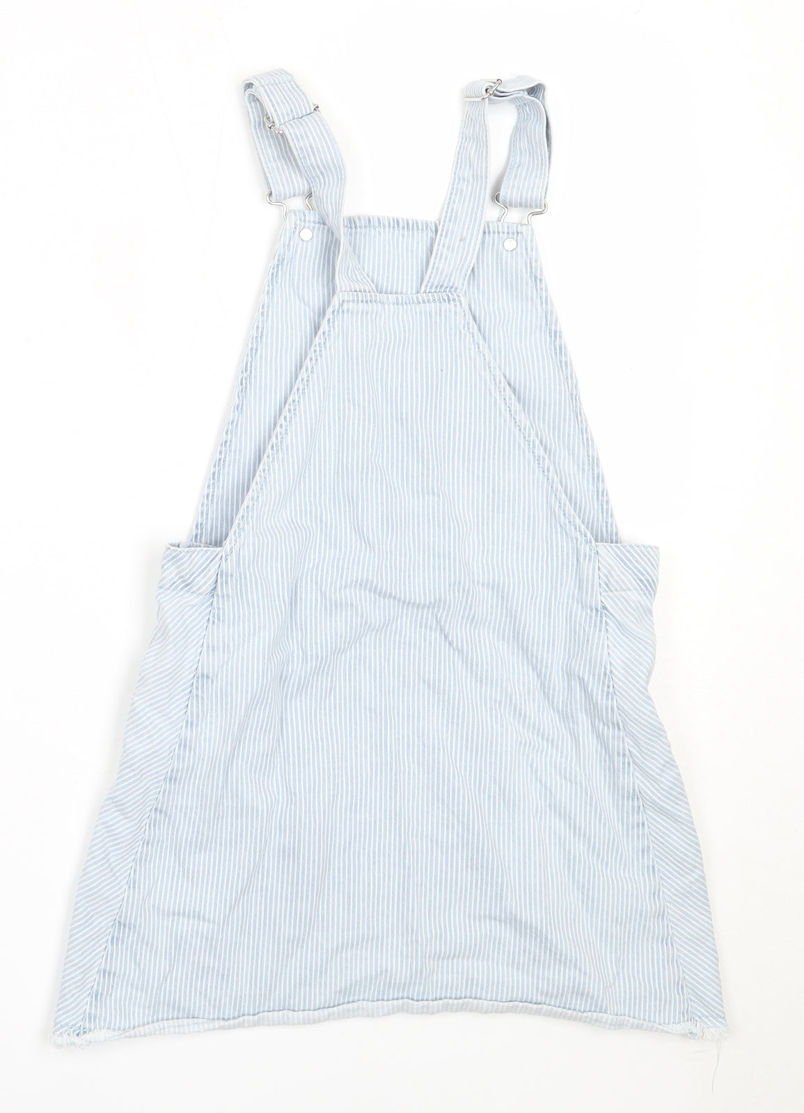 F&F Girls Blue  Cotton Pinafore/Dungaree Dress  Size 10-11 Years  Square Neck