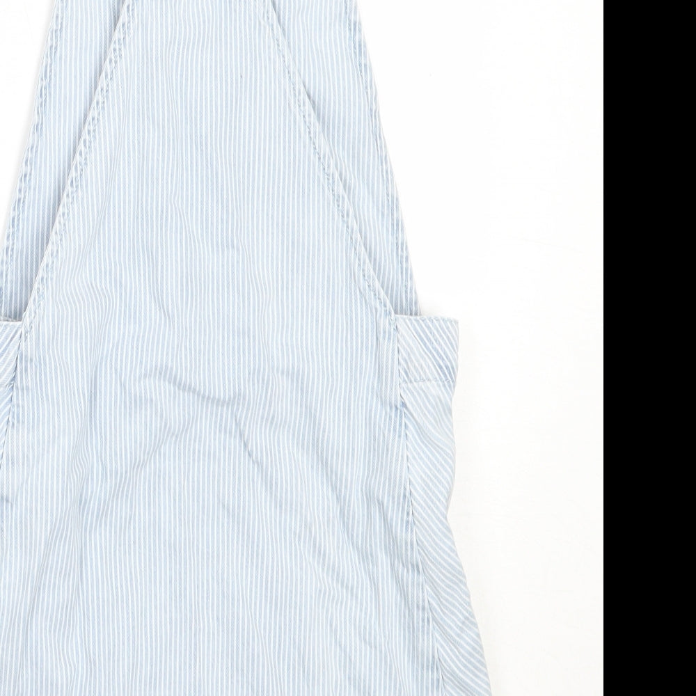 F&F Girls Blue  Cotton Pinafore/Dungaree Dress  Size 10-11 Years  Square Neck