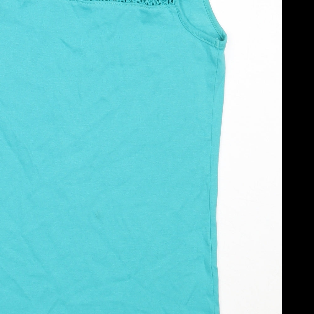 TU Womens Blue  Cotton Basic Tank Size 10 Round Neck