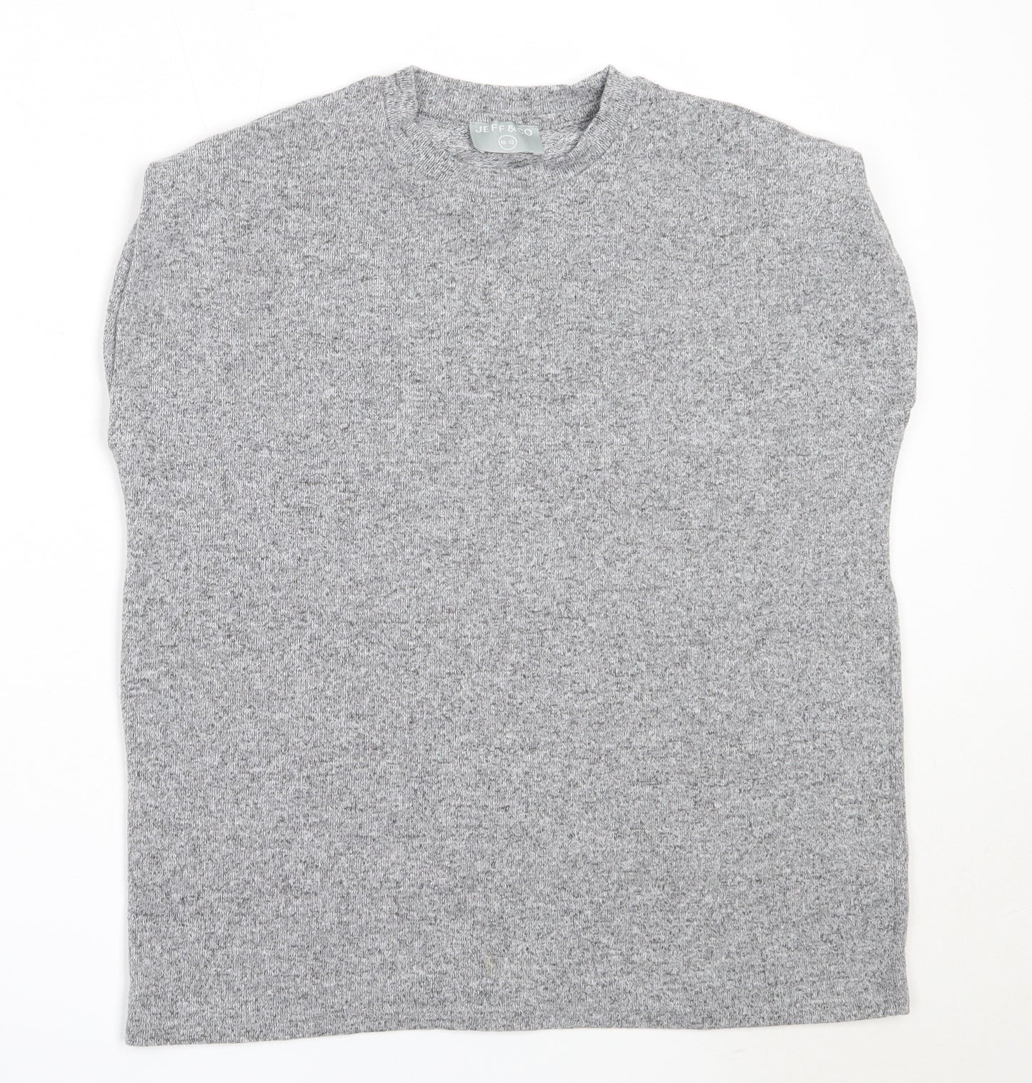 Jeff & Co Womens Grey  Polyester Basic T-Shirt Size 10 Round Neck
