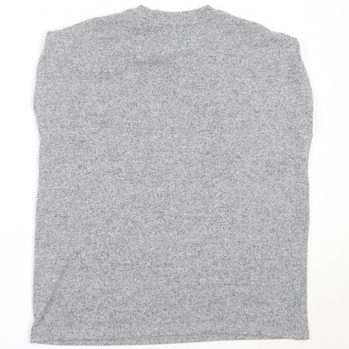 Jeff & Co Womens Grey  Polyester Basic T-Shirt Size 10 Round Neck
