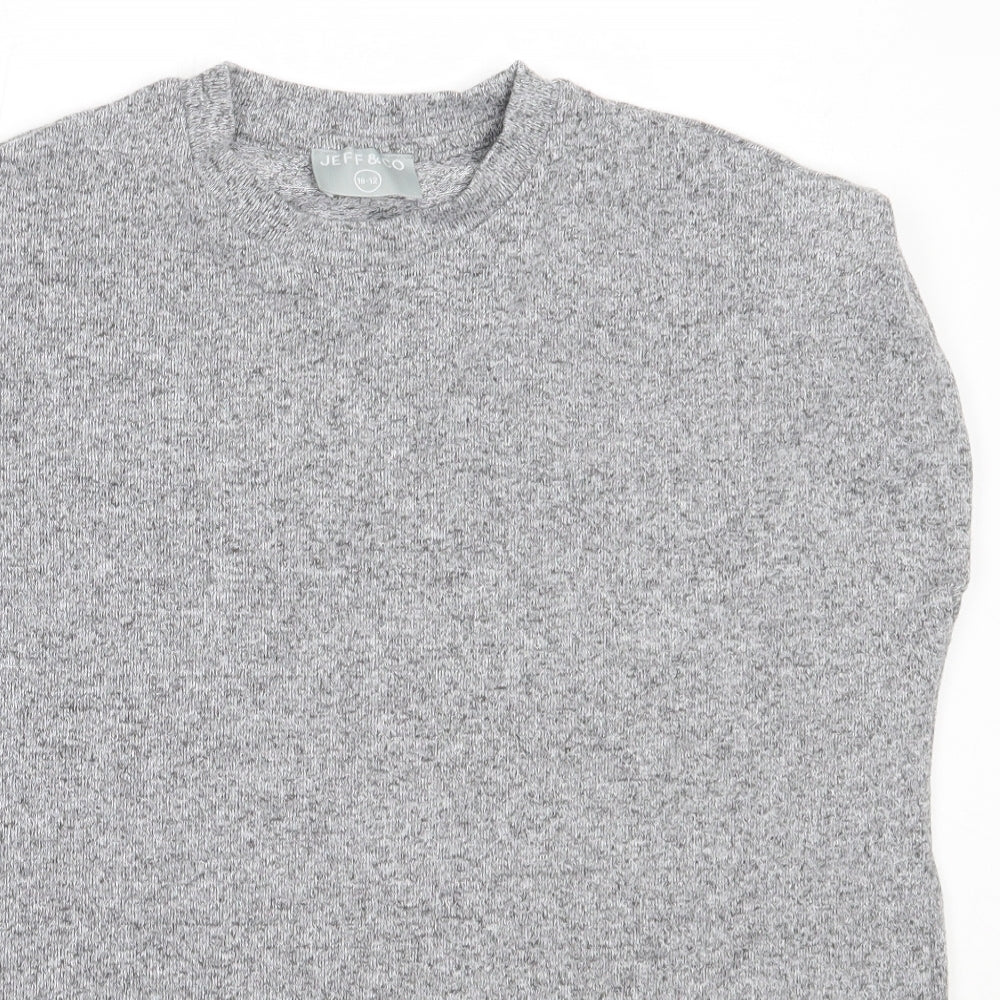 Jeff & Co Womens Grey  Polyester Basic T-Shirt Size 10 Round Neck