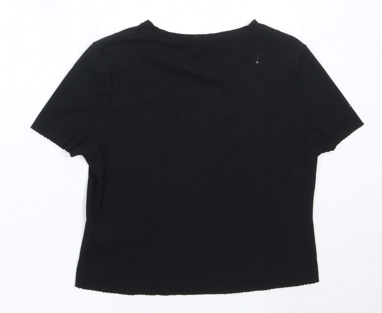 Primark Womens Black  Polyester Basic T-Shirt Size 12 Round Neck