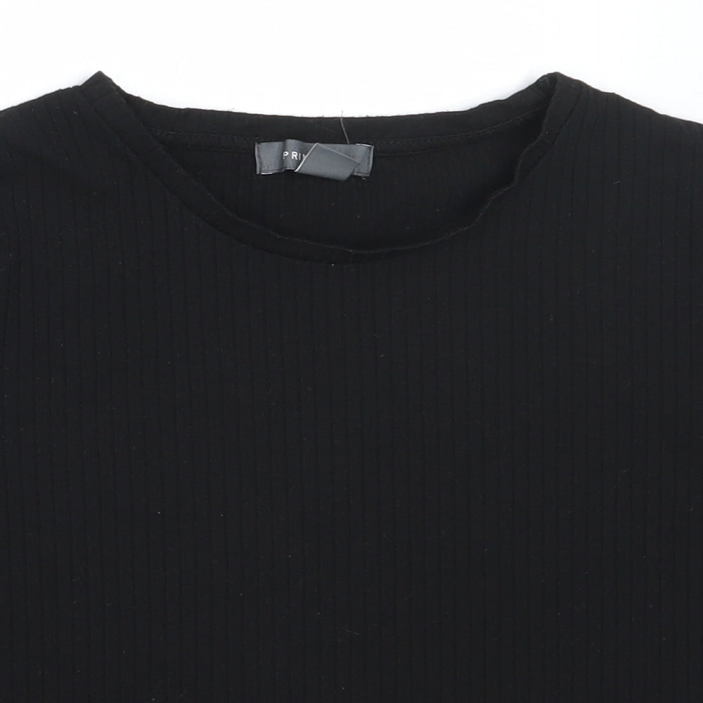 Primark Womens Black  Polyester Basic T-Shirt Size 12 Round Neck