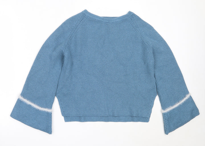 New Look Womens Blue Round Neck  Viscose Pullover Jumper Size S