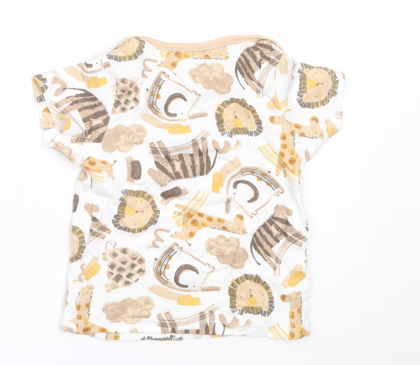 Nutmeg Boys Beige  Cotton Basic T-Shirt Size 12-18 Months Round Neck