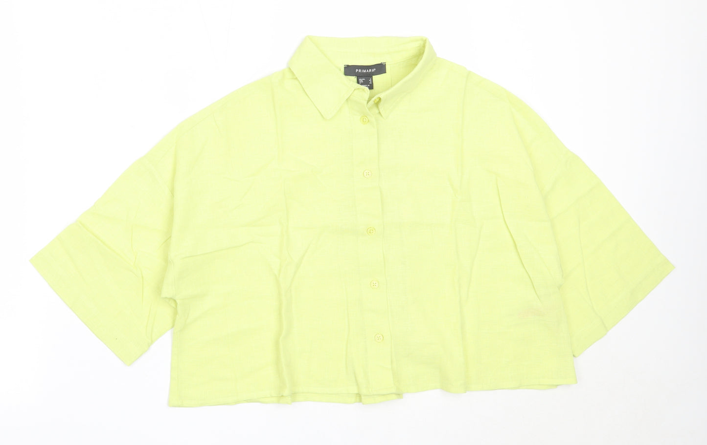 Primark Womens Green  Cotton Basic Button-Up Size 6 Collared