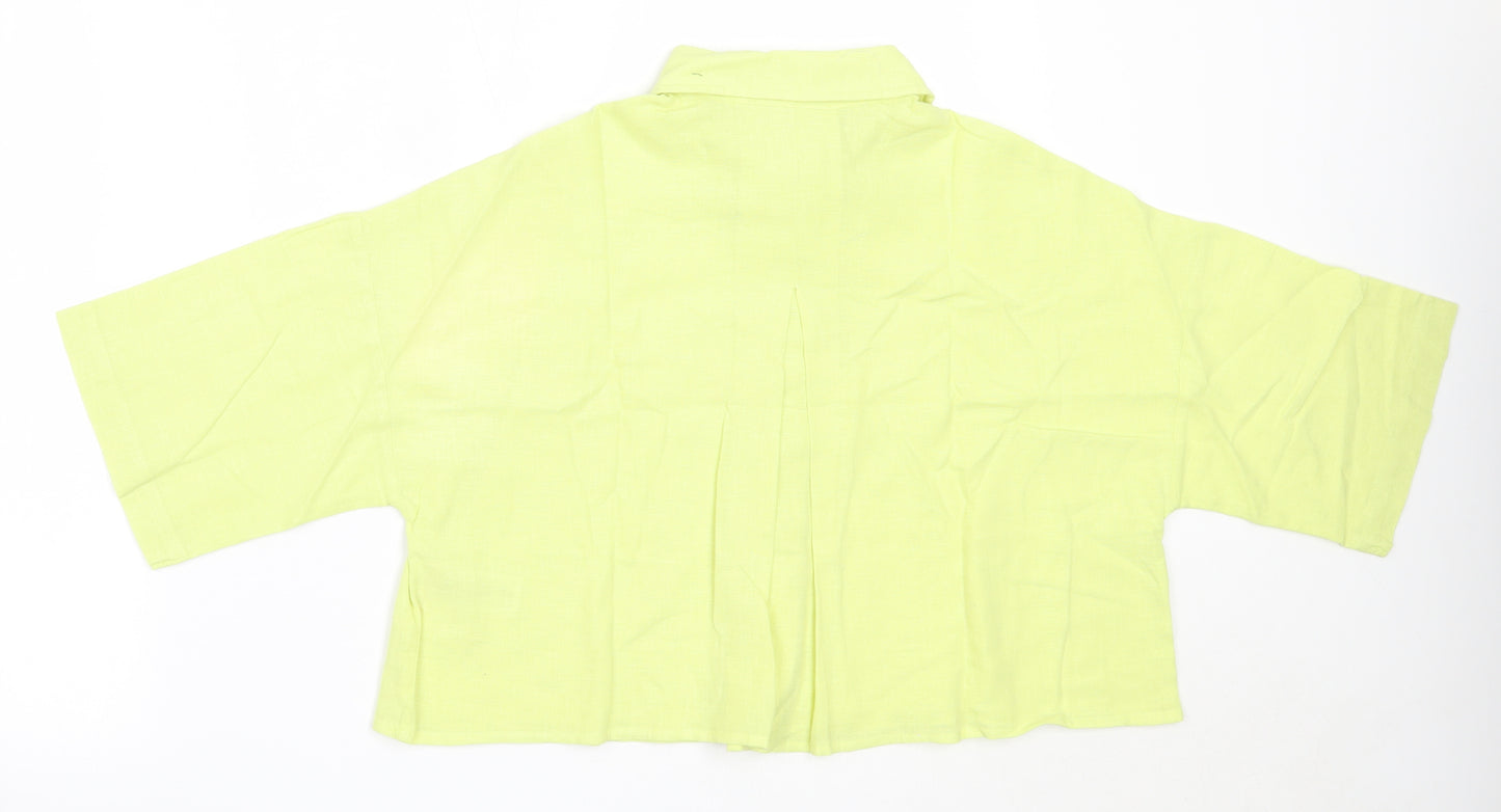Primark Womens Green  Cotton Basic Button-Up Size 6 Collared
