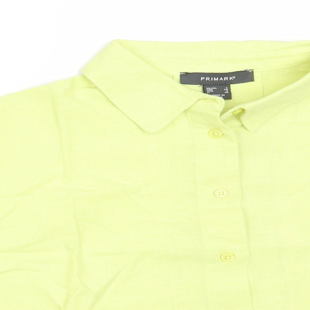 Primark Womens Green  Cotton Basic Button-Up Size 6 Collared