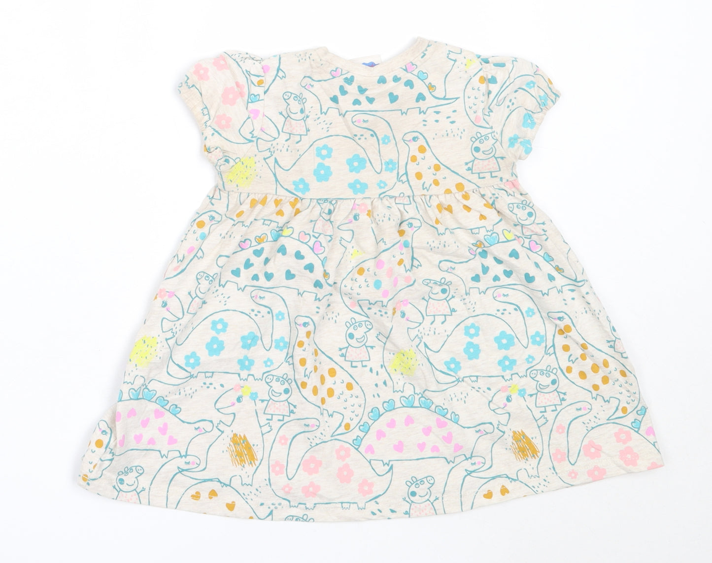 George Girls Beige  Cotton Fit & Flare  Size 12-18 Months  Round Neck  - peppa pig