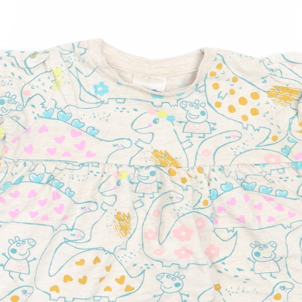 George Girls Beige  Cotton Fit & Flare  Size 12-18 Months  Round Neck  - peppa pig