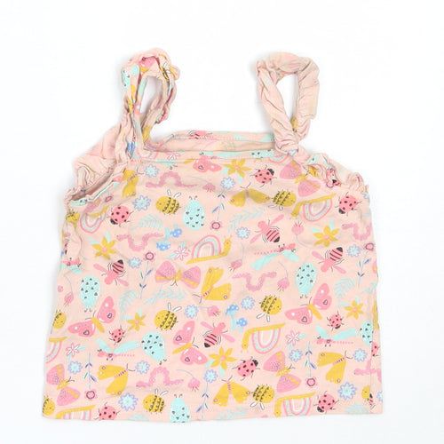 Matalan Girls Pink  Cotton Basic Tank Size 18-24 Months Square Neck