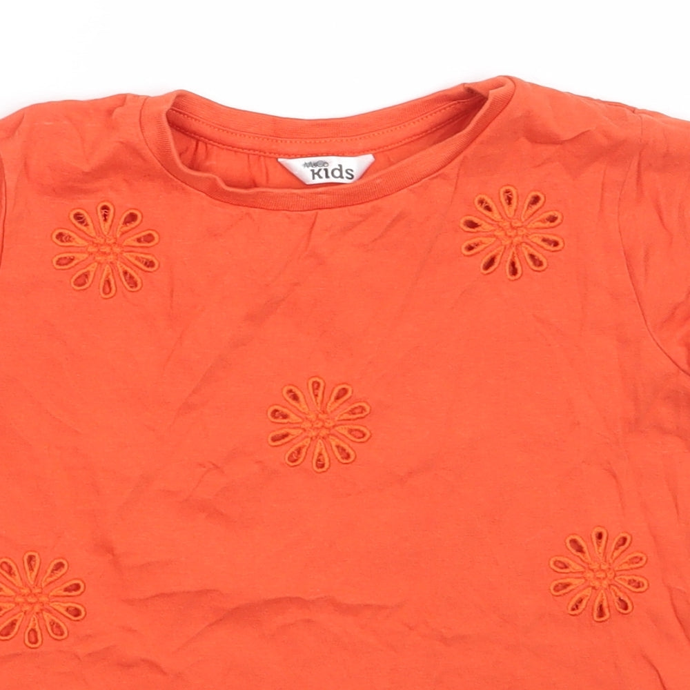 M&Co Girls Orange  Cotton Basic T-Shirt Size 7-8 Years Round Neck