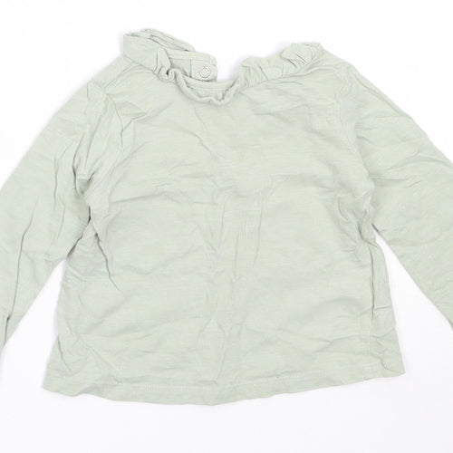 TU Girls Green  Cotton Basic T-Shirt Size 9-12 Months Round Neck