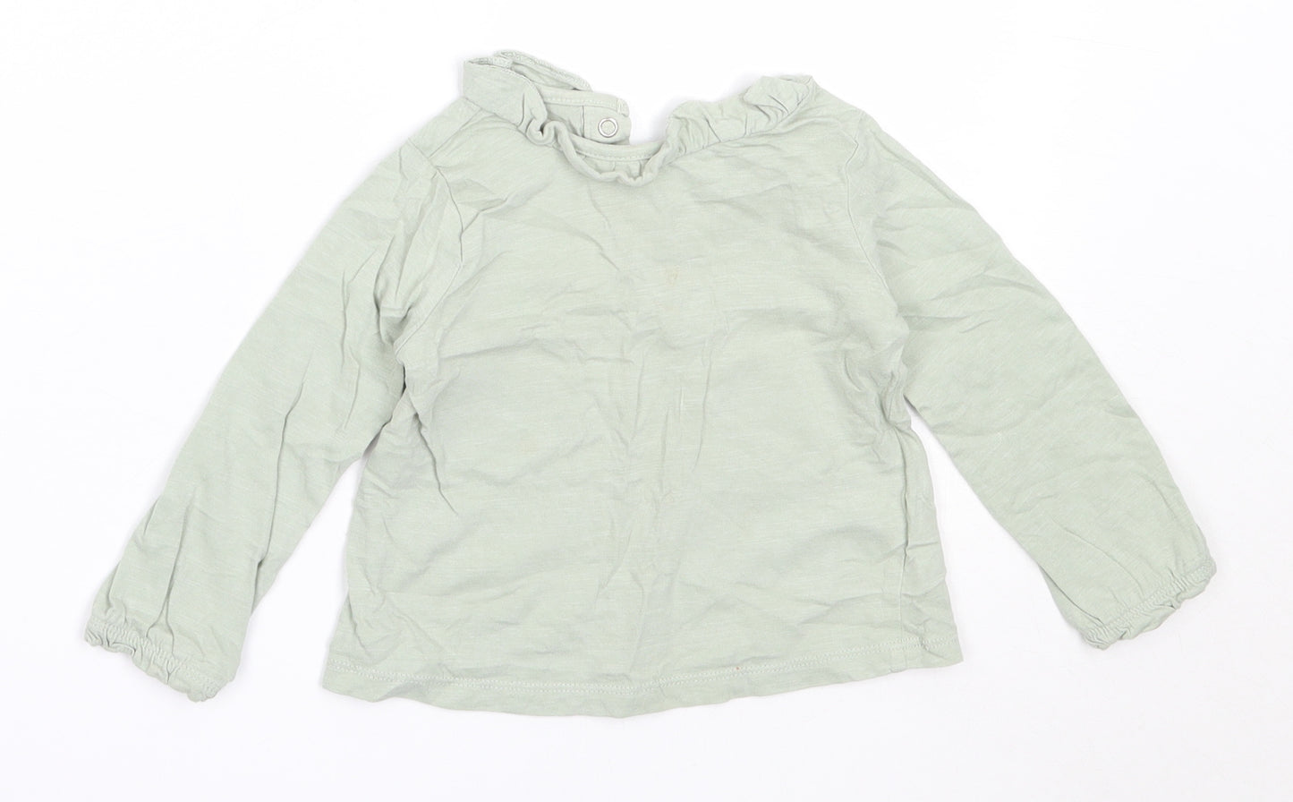 TU Girls Green  Cotton Basic T-Shirt Size 9-12 Months Round Neck