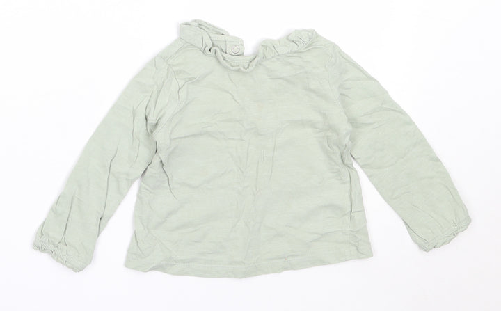 TU Girls Green Cotton Basic T-Shirt Size 9-12 Months Round Neck