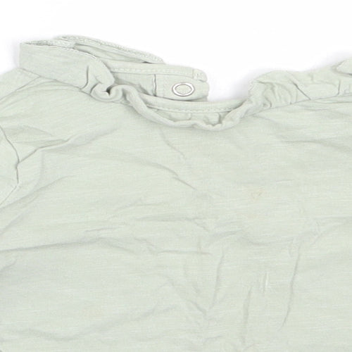 TU Girls Green  Cotton Basic T-Shirt Size 9-12 Months Round Neck