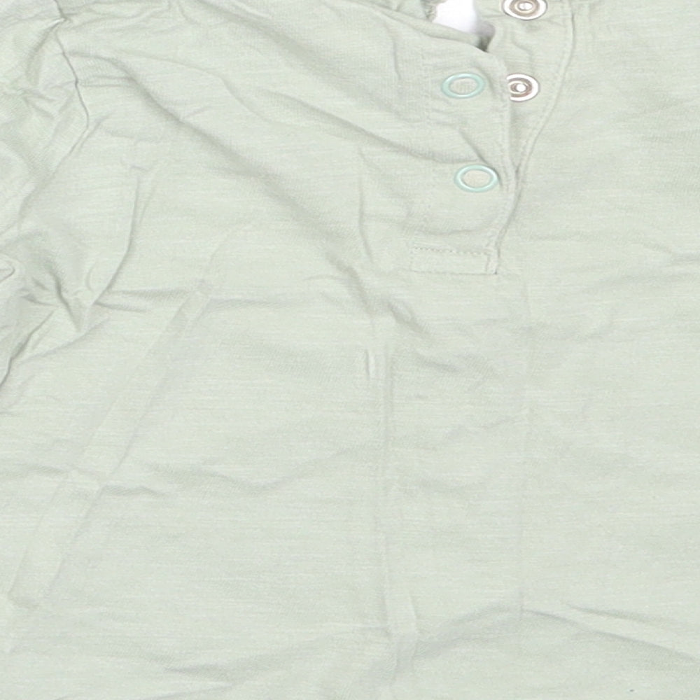 TU Girls Green  Cotton Basic T-Shirt Size 9-12 Months Round Neck