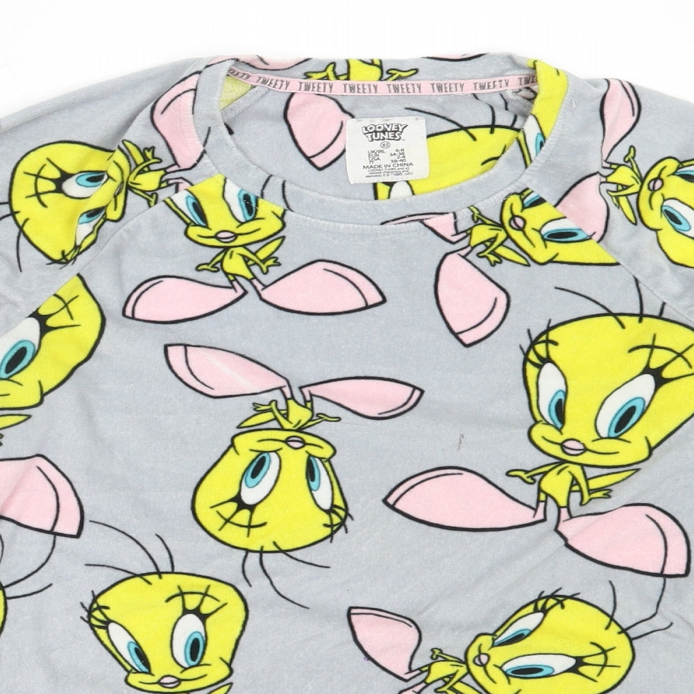 Primark Womens Grey Solid Polyester Top Pyjama Top Size XS   - Looney Tunes