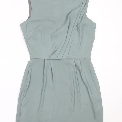 Topshop Womens Green  Polyester Shift  Size 6  Round Neck