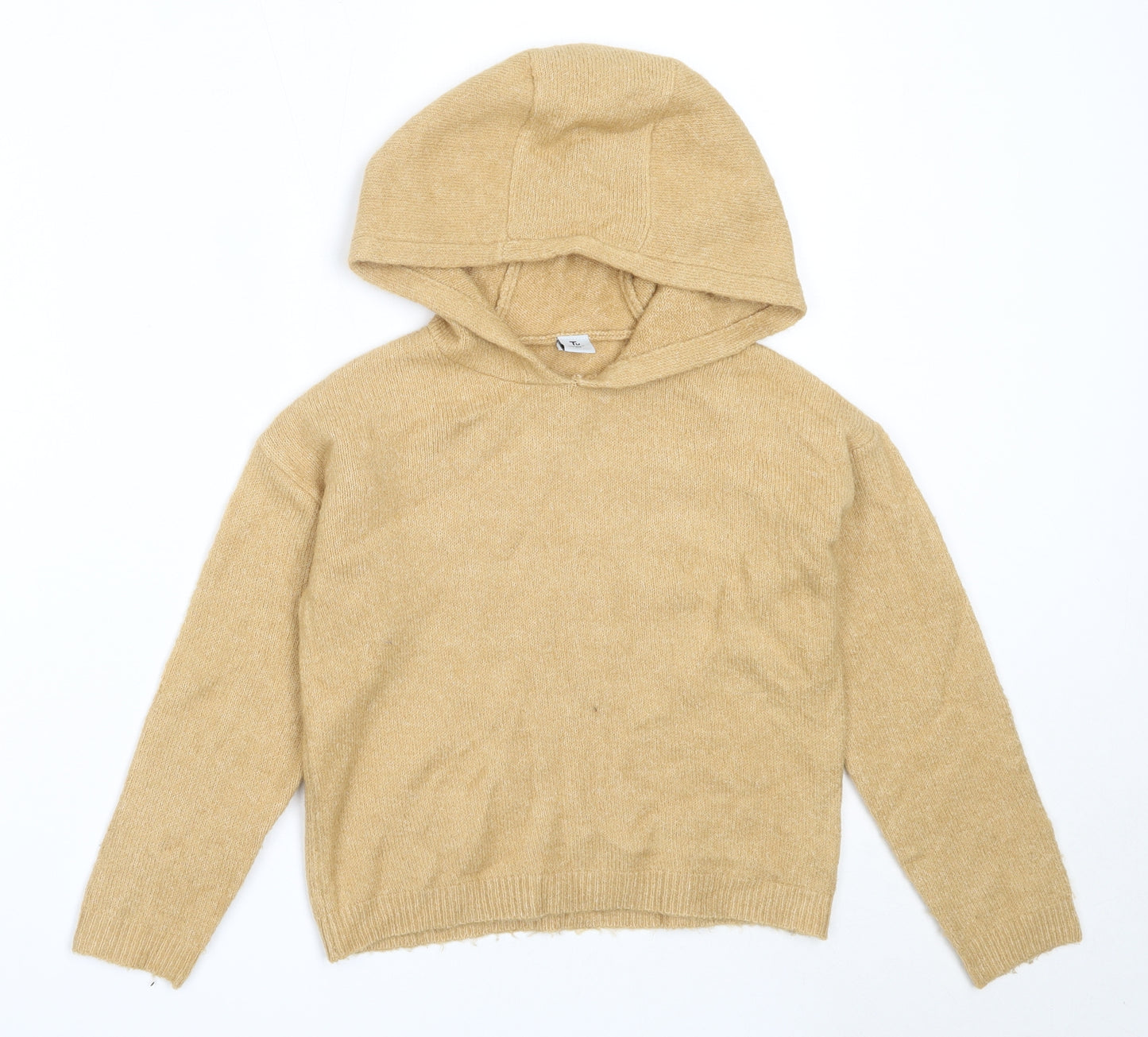 TU Girls Beige  Acrylic Pullover Hoodie Size 8 Years