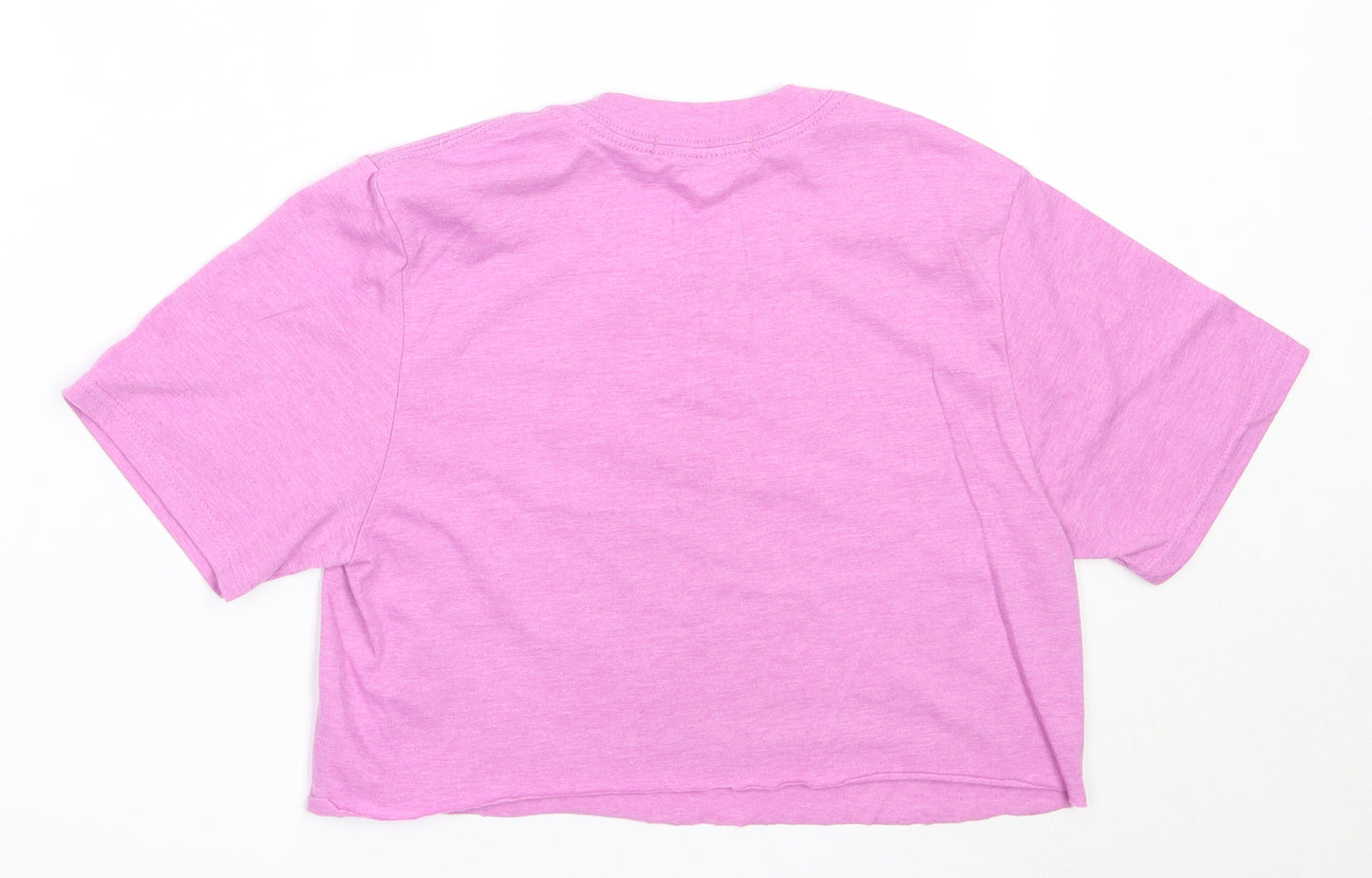 Missguided Womens Purple  Cotton Cropped T-Shirt Size S Round Neck