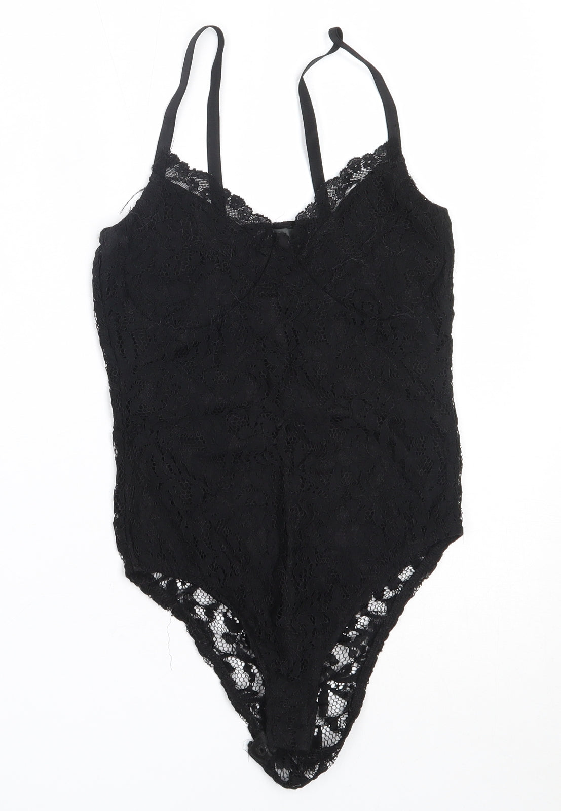 Primark Womens Black  Polyamide Basic Blouse Size 2XS V-Neck - bodysuit