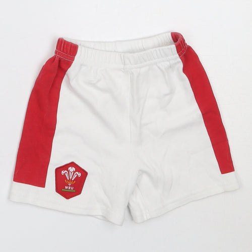 WRU Boys White  Cotton Cropped Trousers Size 9-12 Months   - Welsh Rugby Union