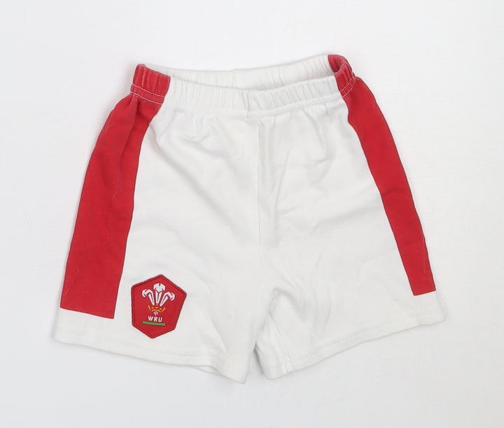 WRU Boys White Cotton Cropped Trousers Size 9-12 Months - Welsh Rugby Union