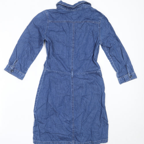Miss Selfridge Womens Blue  Cotton Shirt Dress  Size 6  Collared