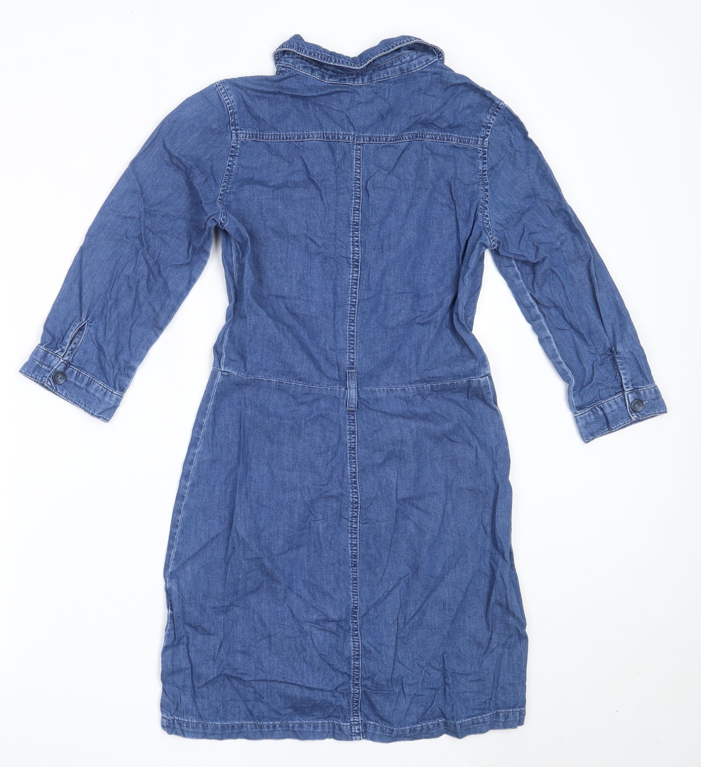 Miss Selfridge Womens Blue  Cotton Shirt Dress  Size 6  Collared