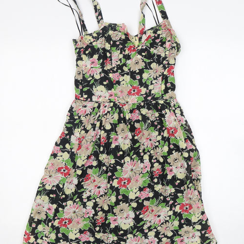 Oasis Womens Multicoloured Floral Cotton Tank Dress  Size 8  V-Neck