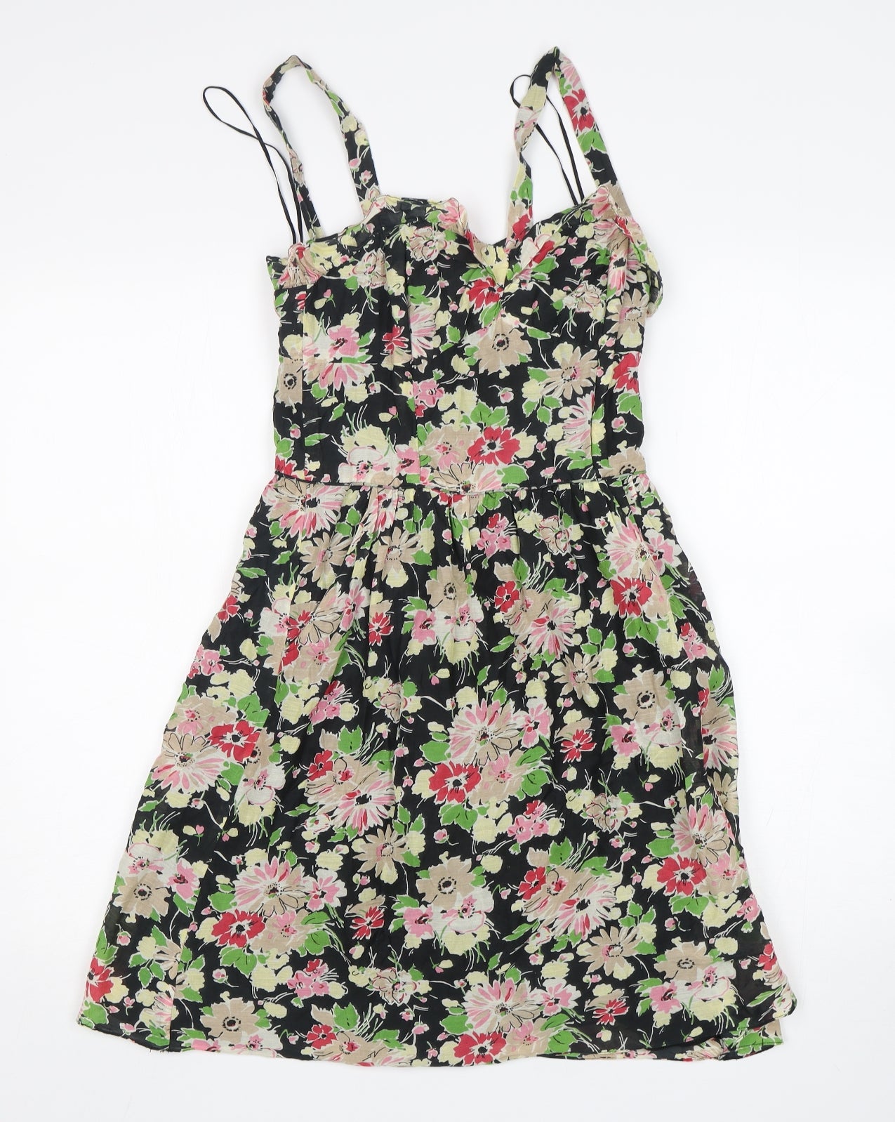Oasis Womens Multicoloured Floral Cotton Tank Dress  Size 8  V-Neck