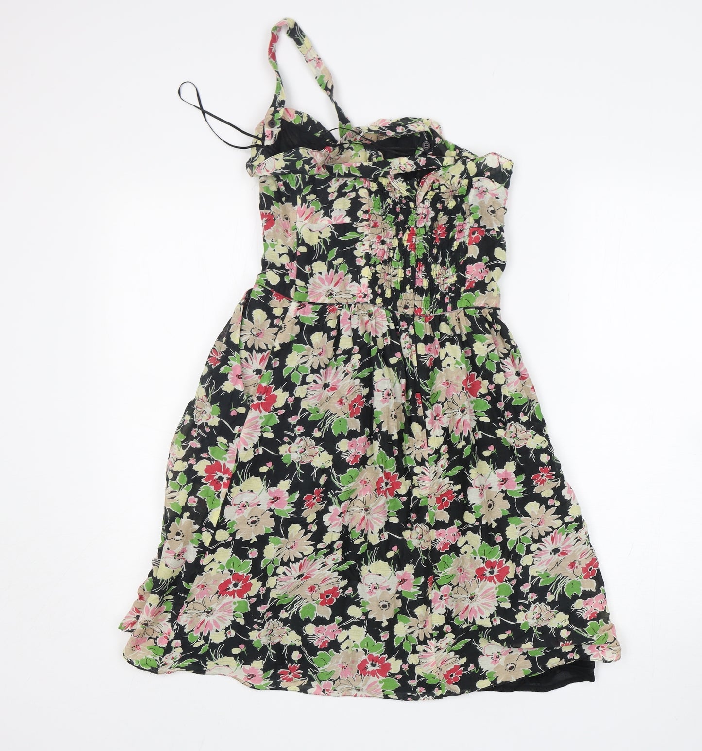 Oasis Womens Multicoloured Floral Cotton Tank Dress  Size 8  V-Neck