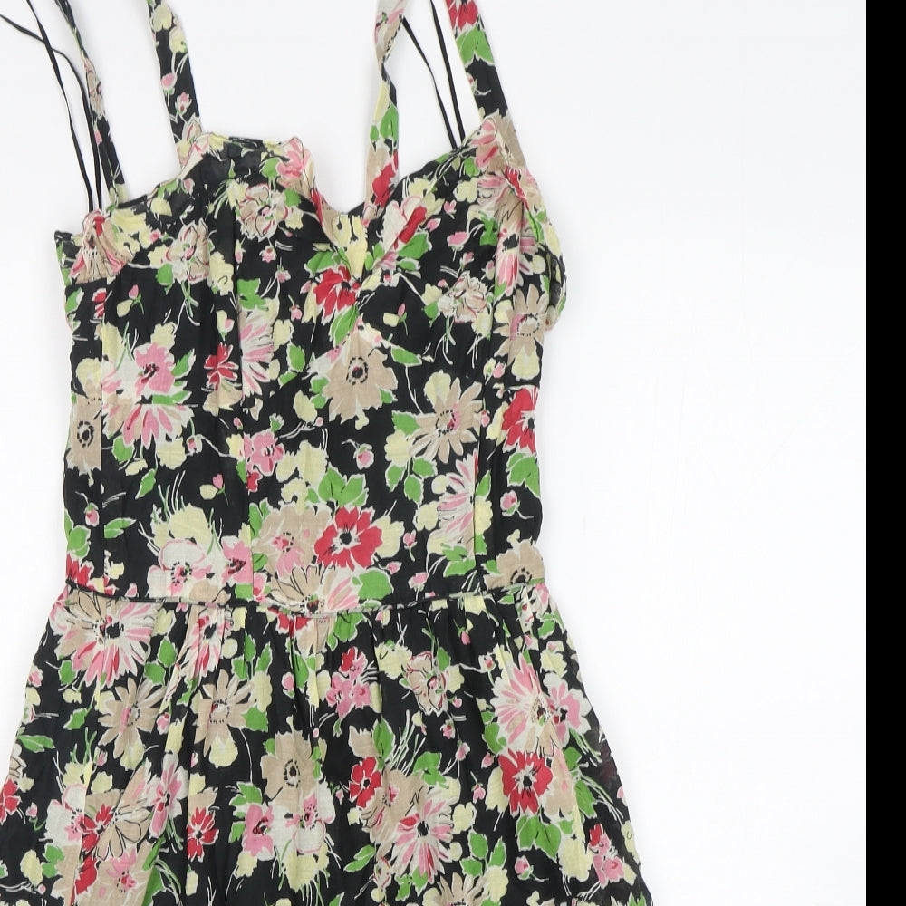 Oasis Womens Multicoloured Floral Cotton Tank Dress  Size 8  V-Neck