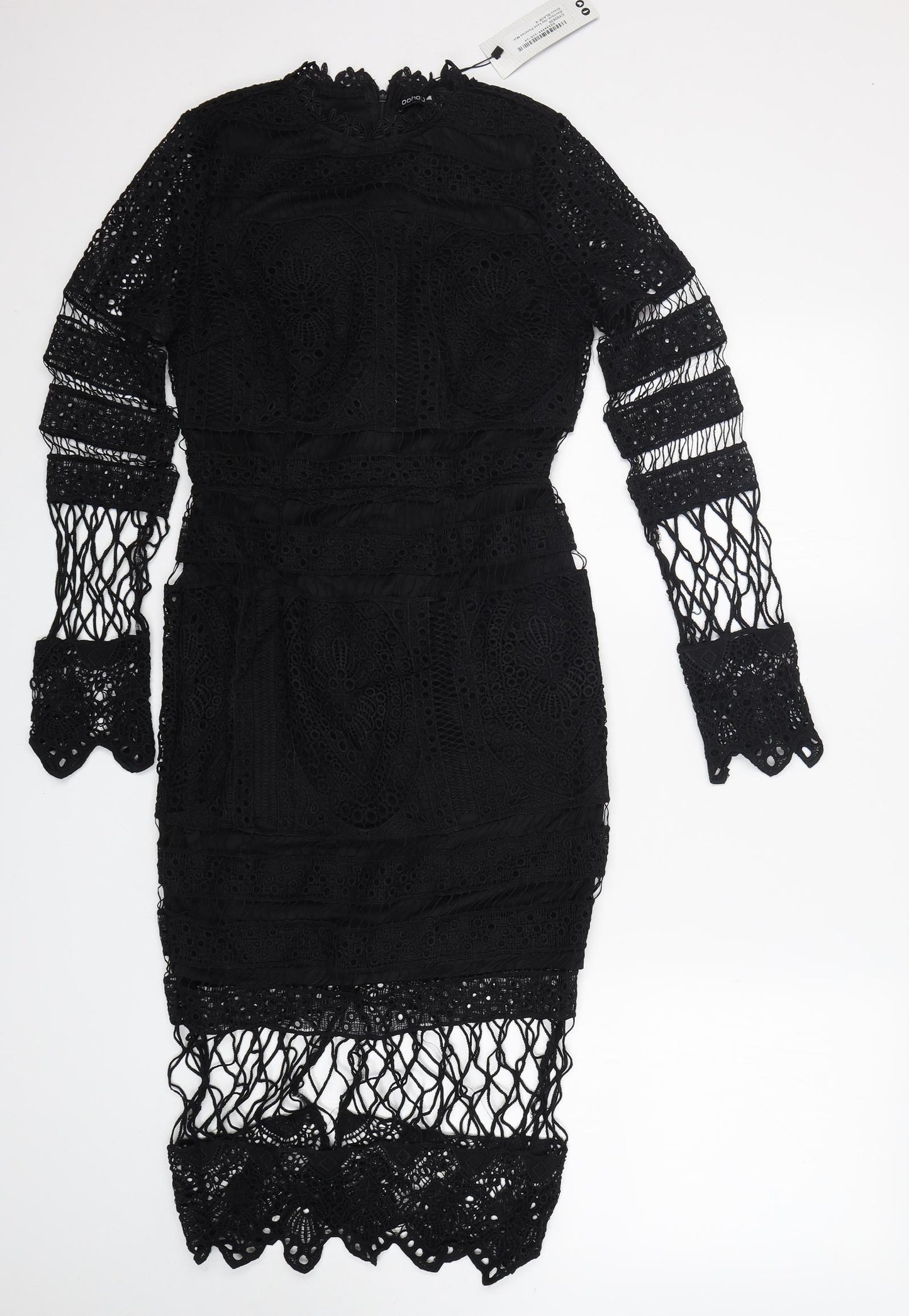 Boohoo Womens Black  Polyester Pencil Dress  Size 8  Round Neck