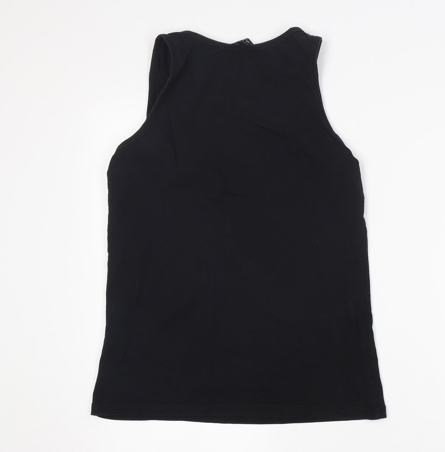 Miso Womens Black  Cotton Basic Tank Size 14 Round Neck