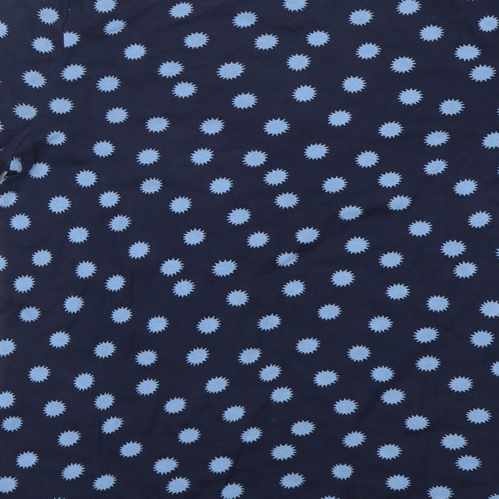 M&S Womens Blue Polka Dot Cotton Basic T-Shirt Size 16 Round Neck
