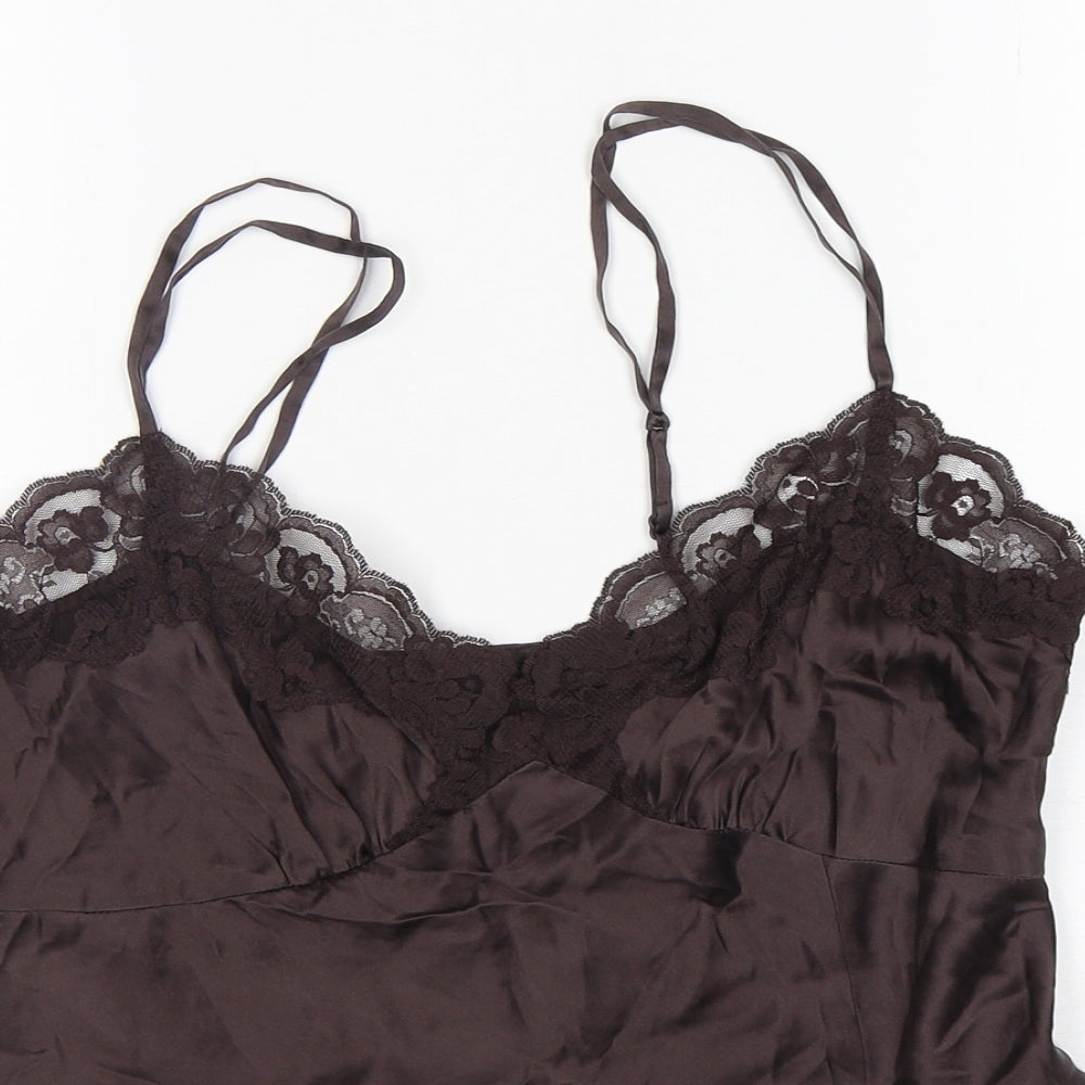 Coast Womens Brown  Silk Basic Tank Size 16 V-Neck