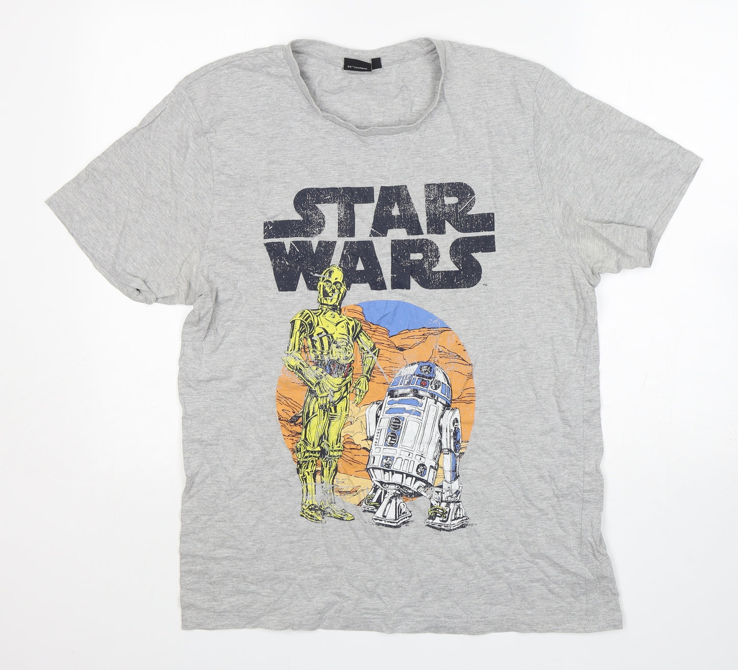Matalan Mens Grey  Cotton  T-Shirt Size L Round Neck  - Star Wars