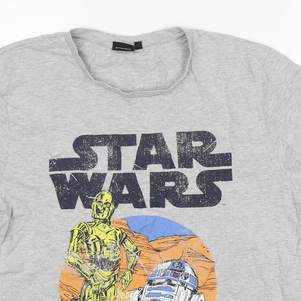 Matalan Mens Grey  Cotton  T-Shirt Size L Round Neck  - Star Wars