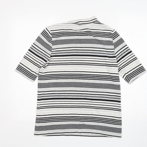 George Womens Grey Round Neck Striped Polyester Pullover Jumper Size 16